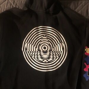 Rare adidas originals hoodie coo design on back glow in the dark design  sleeves